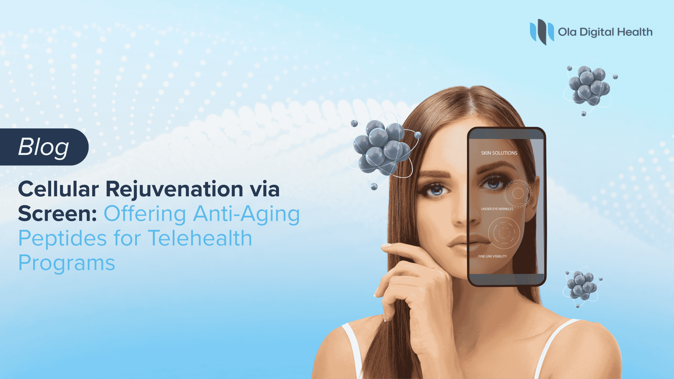Digital telehealth consultation showing a healthcare practitioner explaining anti-aging peptides and cellular health strategies through a video call.